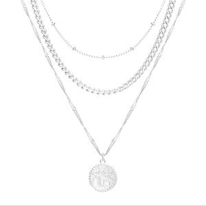 Silver multi layered necklace